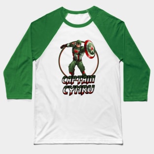 Captain Cymru comic book hero, Welsh Avenger Baseball T-Shirt